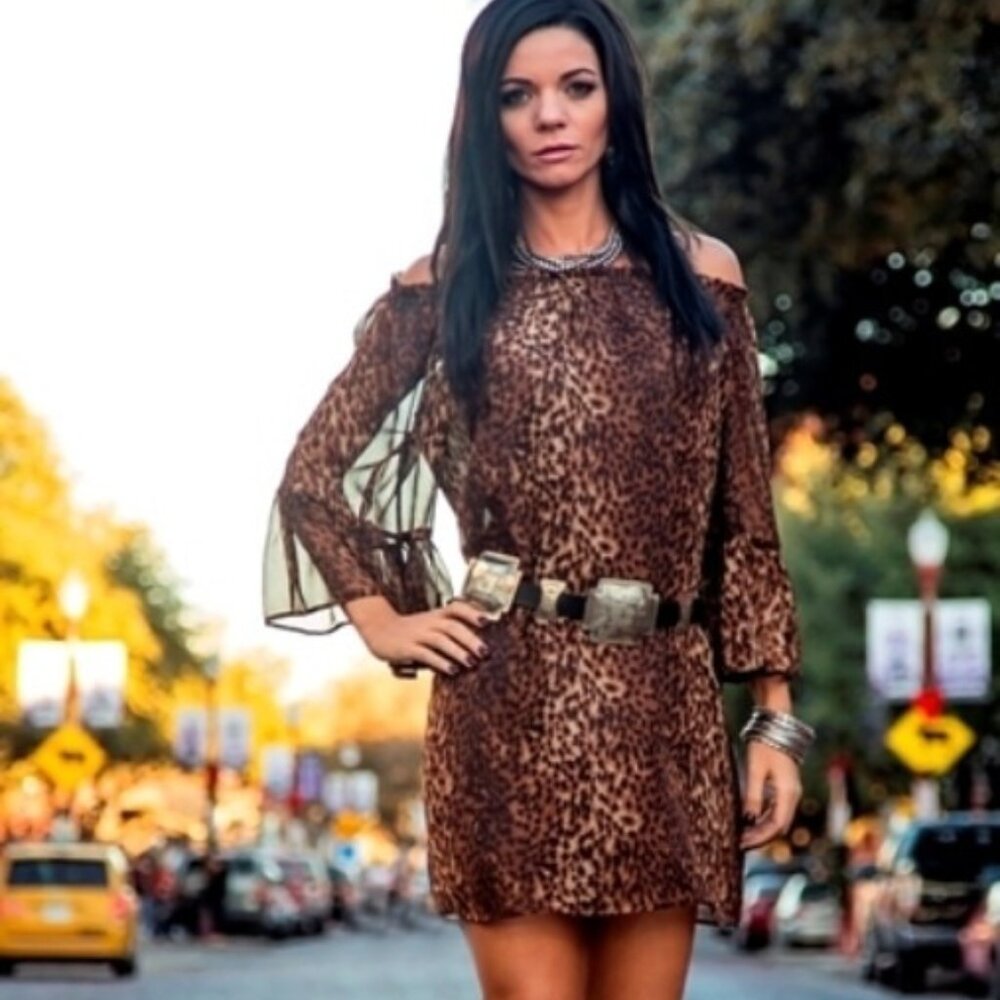 Cheetah Bell Sleeve Dress by Cowgirl Justice [003]